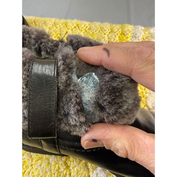 FRYE Black Leather Fur Lined Winter Boots Women Size 7.5 M solid leather w/issue - Picture 15 of 16